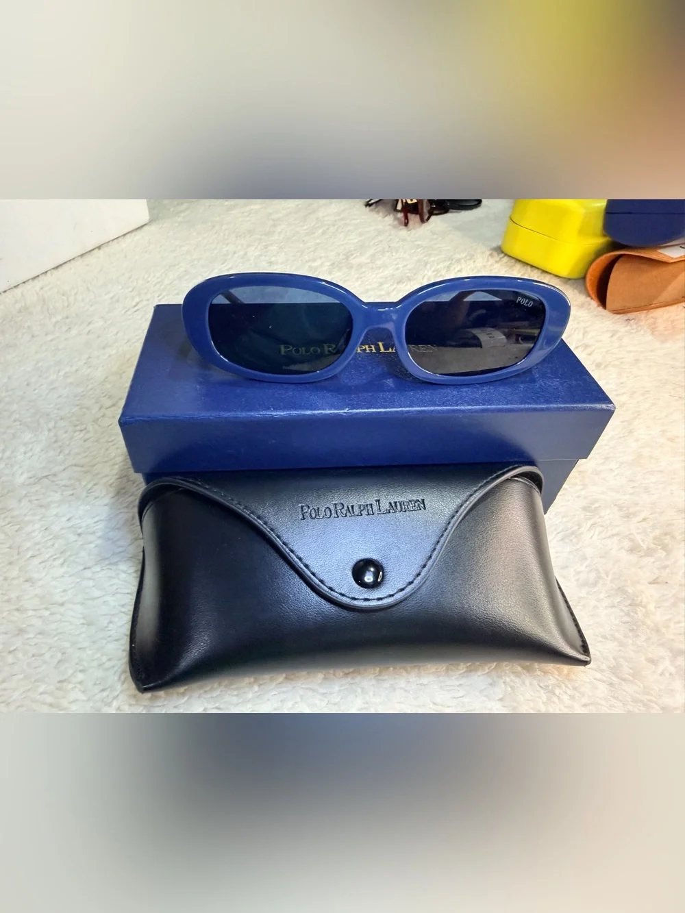 67. NEW Polo by Ralph Lauren Teal Oval Sunglasses with Gold Temple Accent